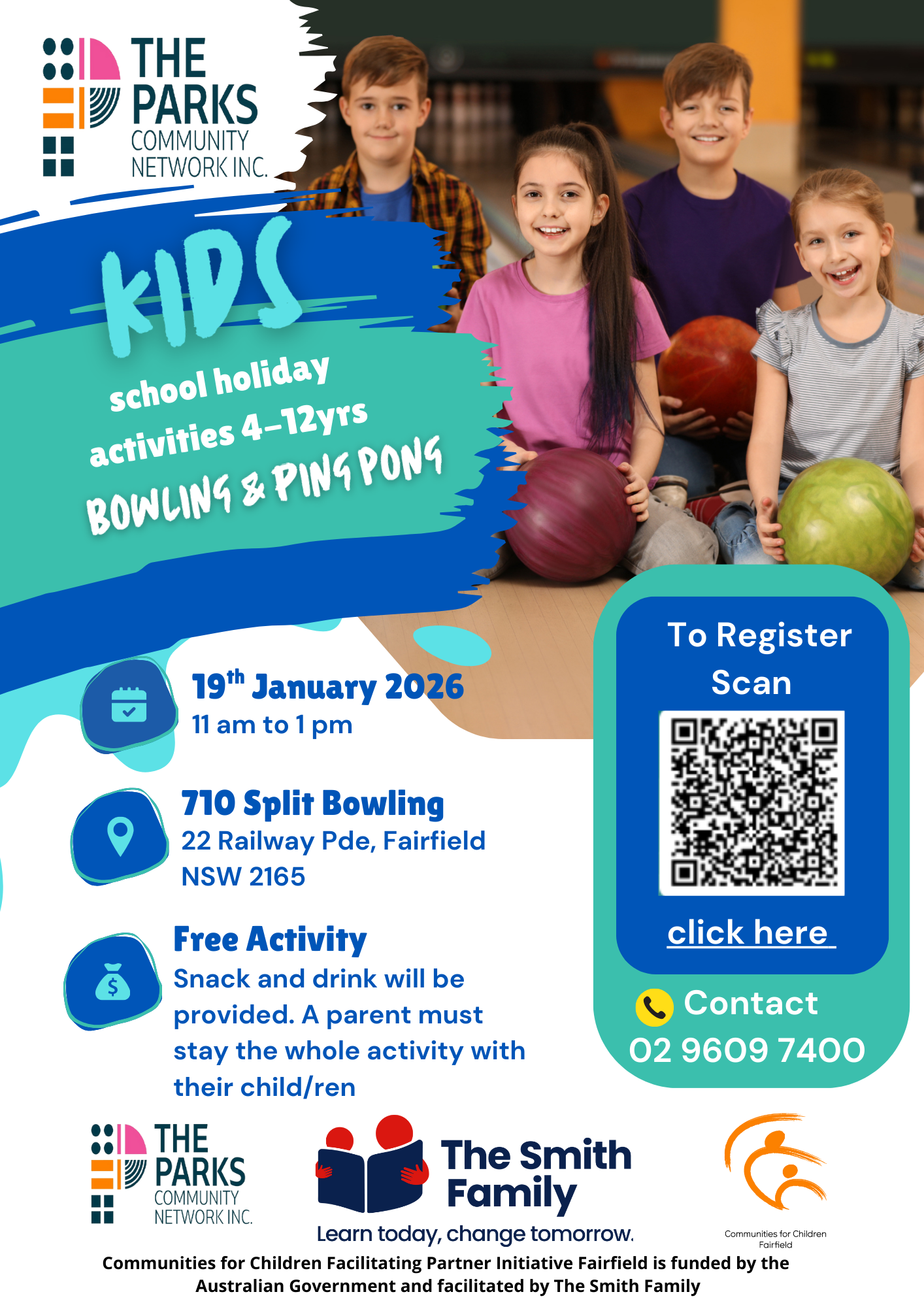 Jan 2026 School holiday Flyer Smith Family